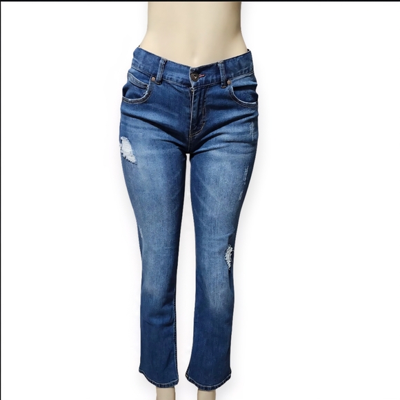 Tommy Hilfiger High Rise Distressed Blue Jeans - Picture 1 of 9